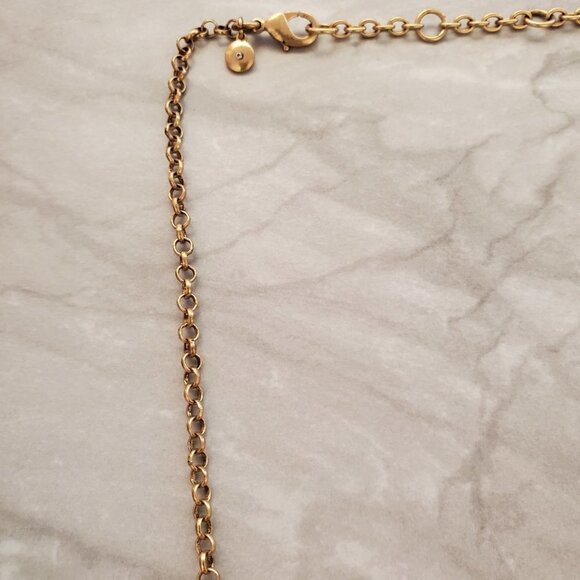 ✨ J.Crew Pave Rhinestone Crystal Blue Gold Coral Bohemian Necklace ✨ - Picture 8 of 16